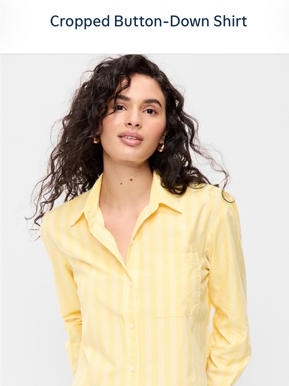 Old Navy Yellow Striped Cropped Button-Down Shirt